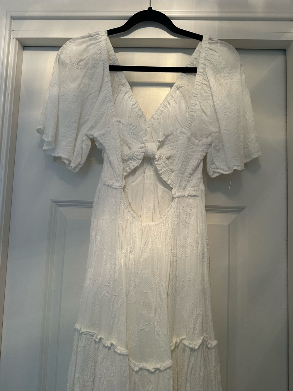 Anthropologie White Tiered Button-Front Maxi Dress - Picture 7 of 7